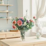 Flowers,in,vase,on,the,table,at,modern,kitchen